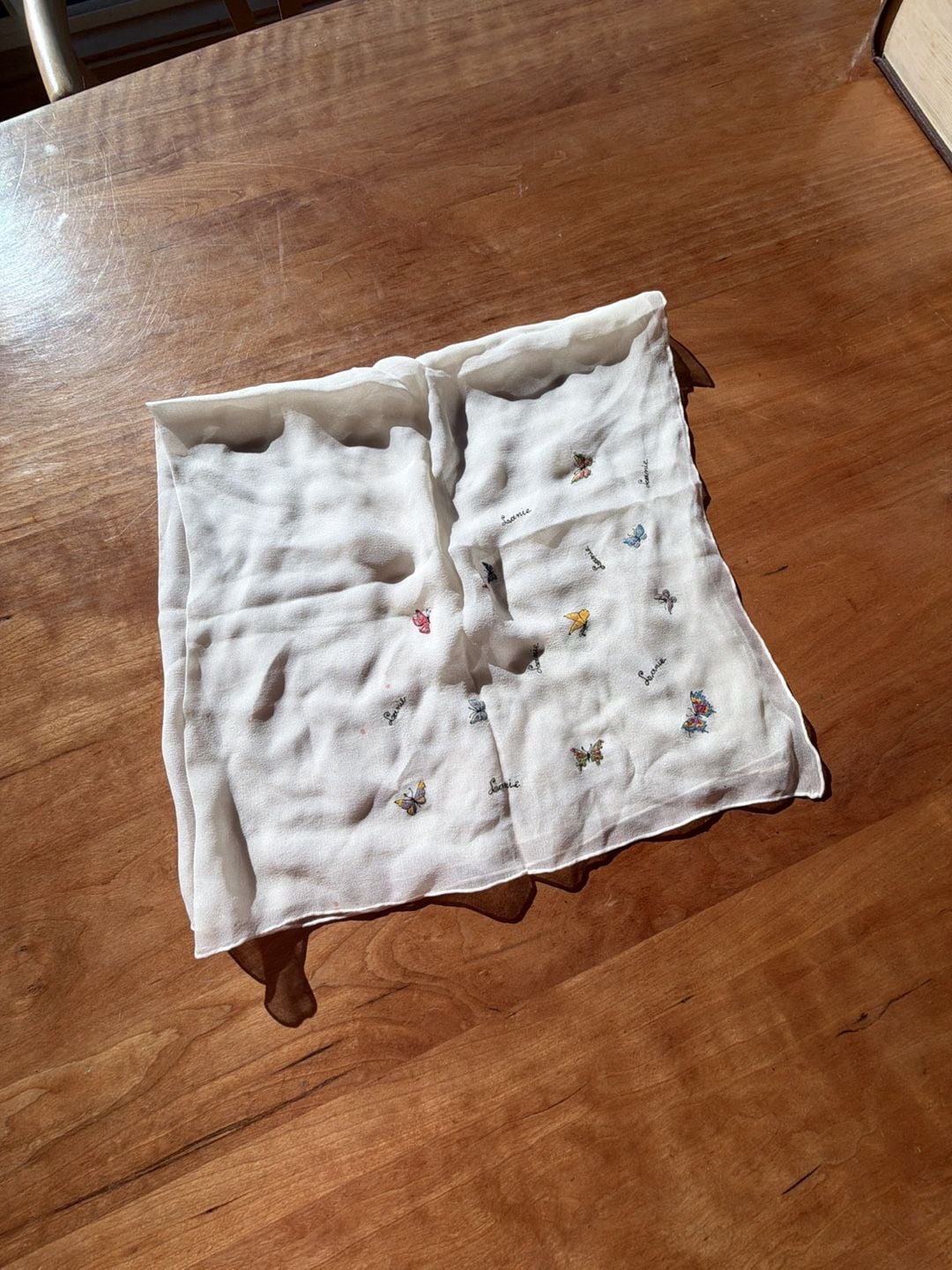 Vintage 100 Silk Butterfly Print Scarf